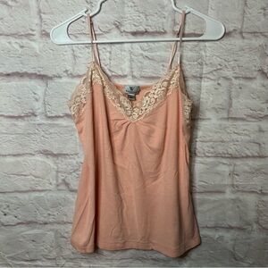 Y2K Vintage Worthington Peach Lace Trim Cami Top Women’s Size L Preppy Retro